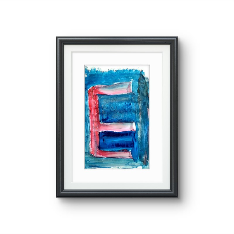 "E" Classroom Graffiti Abstract Pop Art Paper Painting Modern Design 11x14 gallery
