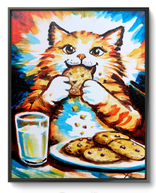 LOVELESS – «COOKIE BANDIT» acrylic on canvas 11 X 14 impressionism COA