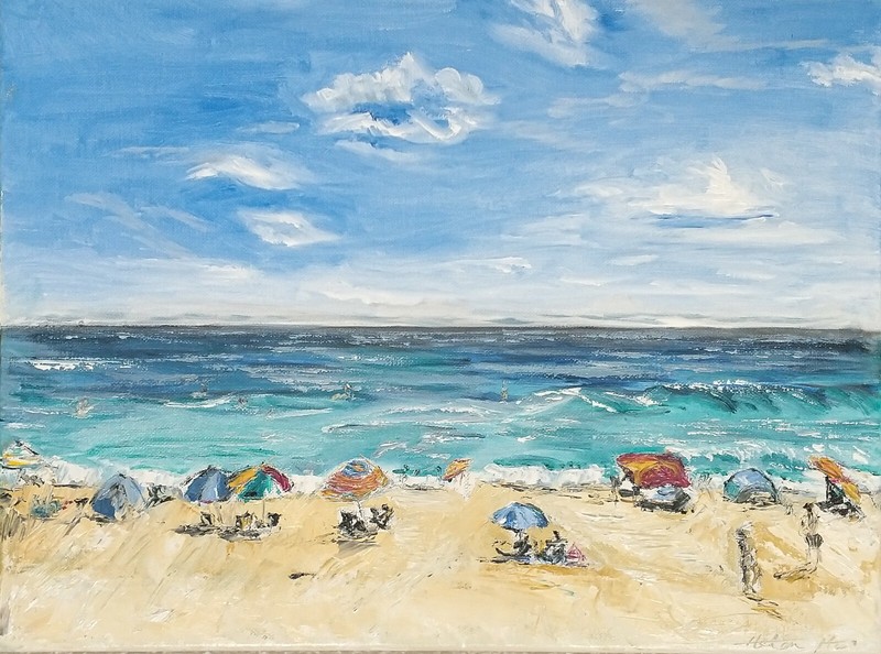 Original oil painting "Holiday on Tamarack Beach", 12*16", stretched canvas gallery