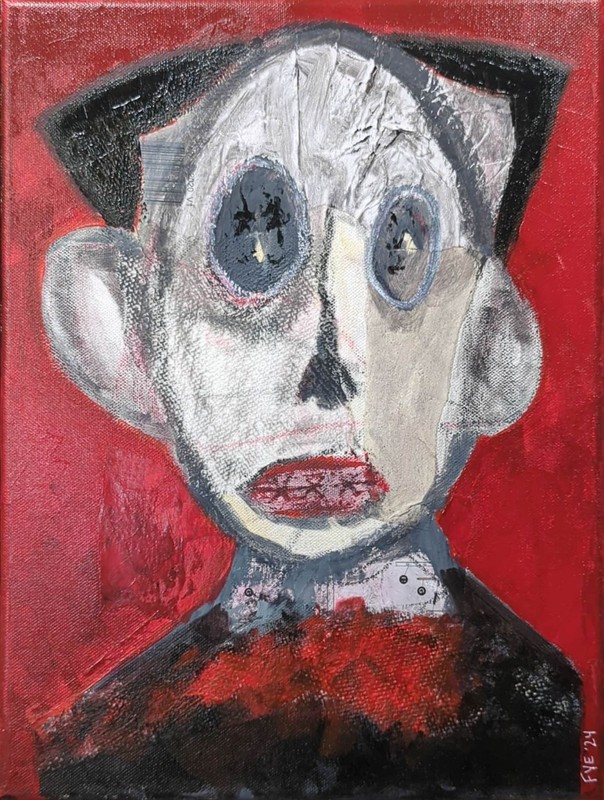 Original Dark Gothic Portrait Painting 11x14 "Worn by Silence" Wall Art gallery