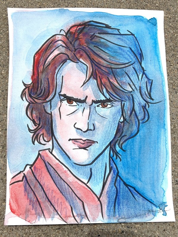 Original Anakin Skywalker 1 Painting By Alannah Dyer- Acrylic 9x12 in Star Wars gallery