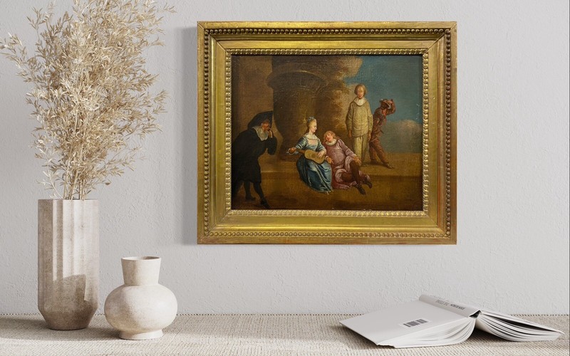 Original 18th C. Continental School Commedia Dell’arte Italian Theater Comedians gallery