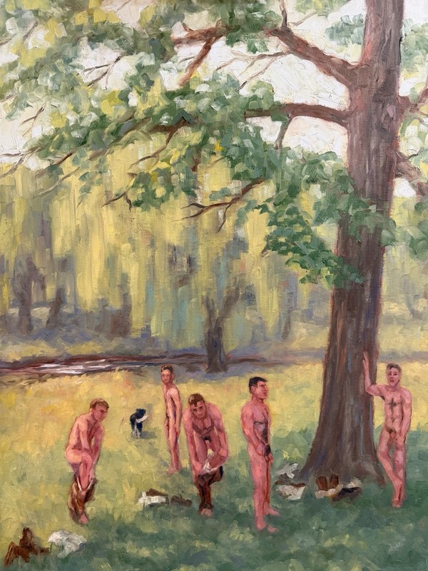 Willow Creek Classical Homoerotic Swimmers Art Oil Painting Nude Men Dan Green