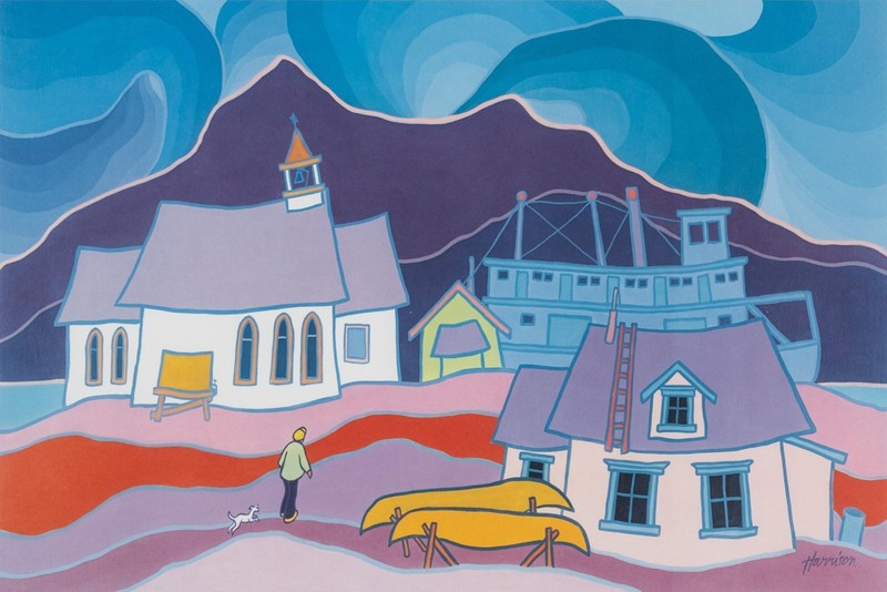 Ted Harrison, Canadian, «Carcross, Yukon» 14 x 21 signed in pencil