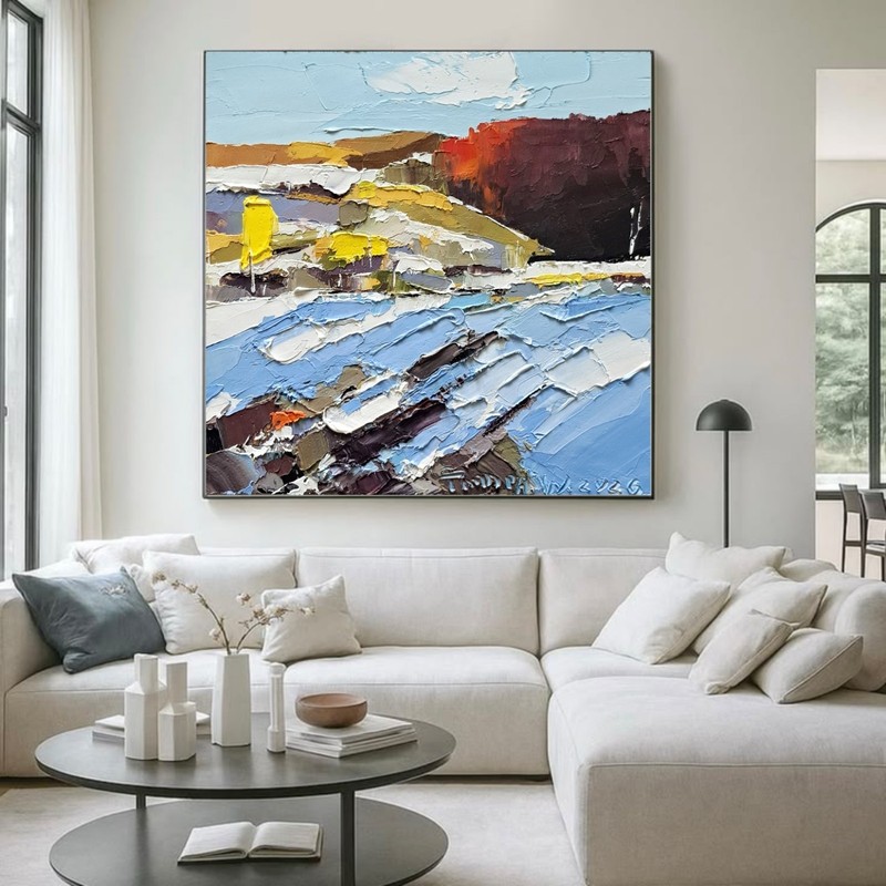 Original Large Oil Painting on Canvas Winter Landscape Art Winter Forest Artwork gallery