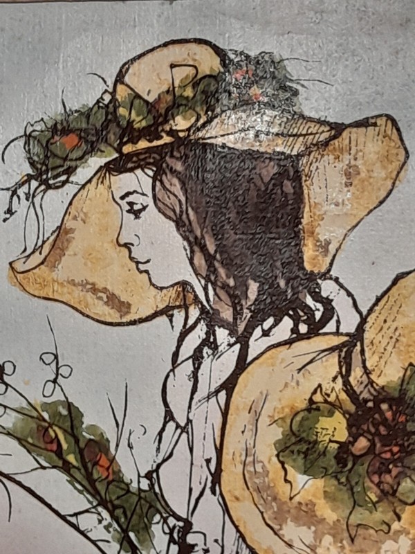 Bernard Dufour Oil Painting signed by the Artist Framed Two Women in Flowery Hat gallery