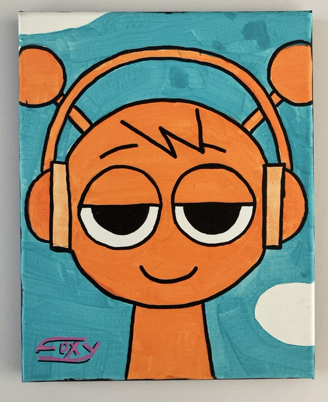 Original DREAD PIRATE FOXY painting 8×10 Orange Musical Sprunki ‘ Oren’