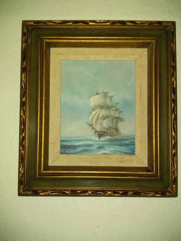 Original Rupert Hydan Hand-Painted American Sailing Ship Oil Painting signed