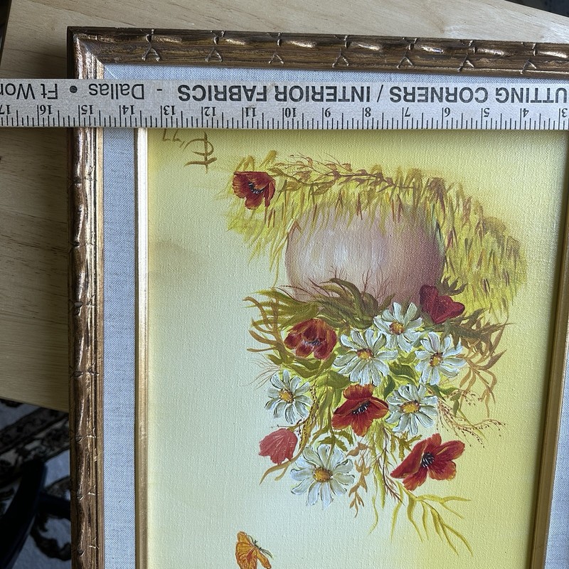 VTG 1977 Oil Painting 15x19 Inch Canvas Still Life Red White Flowers Vase Signed gallery