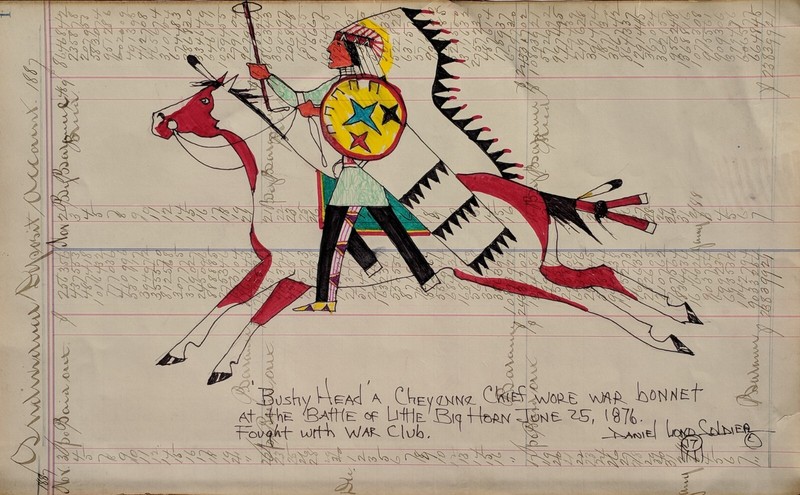 Daniel Long Soldier BUSHY HEAD-CHEYENNE, Little Big Horn, Original Painting