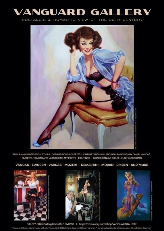 SALE! FLIGHT TO MARS Vancas Pinup 50s CORVETTE UFO SANTA MONICA GAS STATION 20" gallery