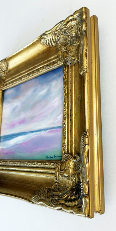 Original Handmade Oil Painting 15X14 Gilt Heavy Frame Seascape Impressionism NEW gallery