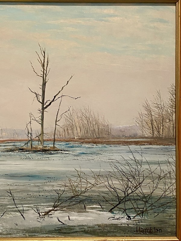Robert Hamblen (1932-2017) Landscape Painting “Great Swamp” Oil on Masonite gallery