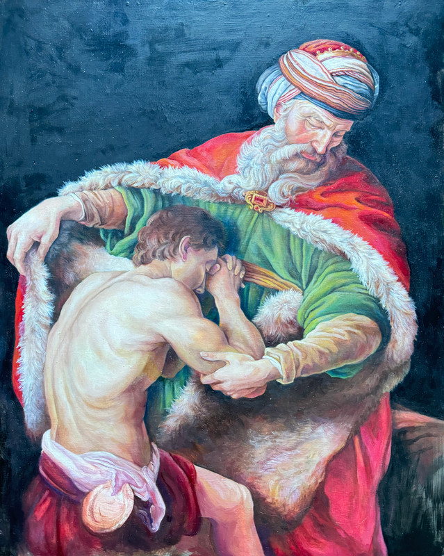 Classical Original Oil Painting «The Prodigal Son» Pompeo Batoni 16″ x 20″ King