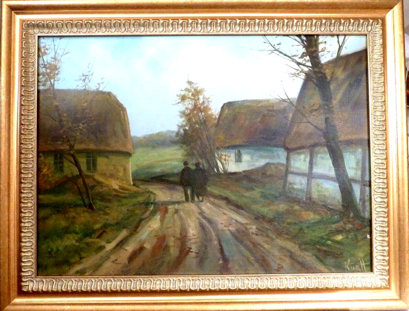KURT HAUGAARD! LANDSCAPE WITH FARMHOUSE AND FIGURES