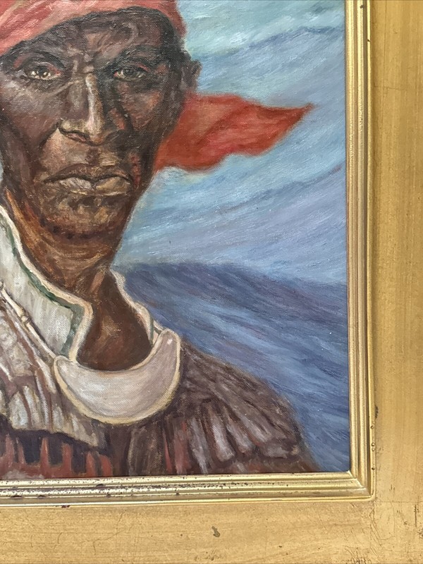 HELLER VINTAGE BLACK PORTRAIT MAN MEN LANDSCAPE SIGNED OIL 20 INCHES AMERICAN gallery