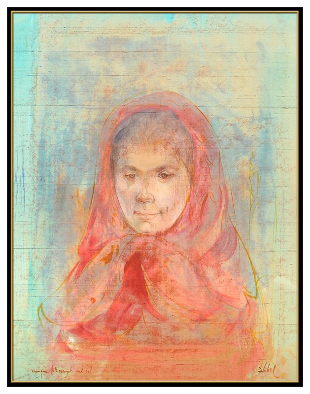 EDNA HIBEL Unique Original Oil Painting On Board Portrait Signed Framed Artwork gallery
