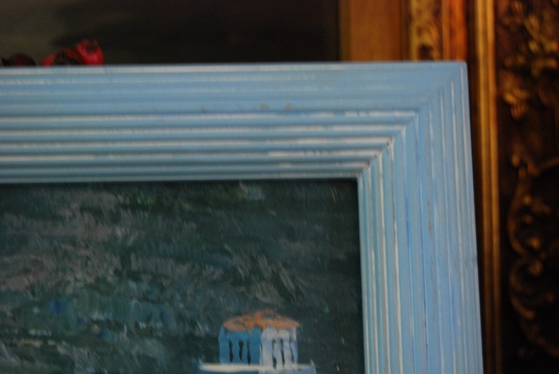 VTG SIGNED FRAMED ORIGINAL OIL MEDITERRANEAN SHORE SEASCAPE ARTIST: TONNIE BARR gallery