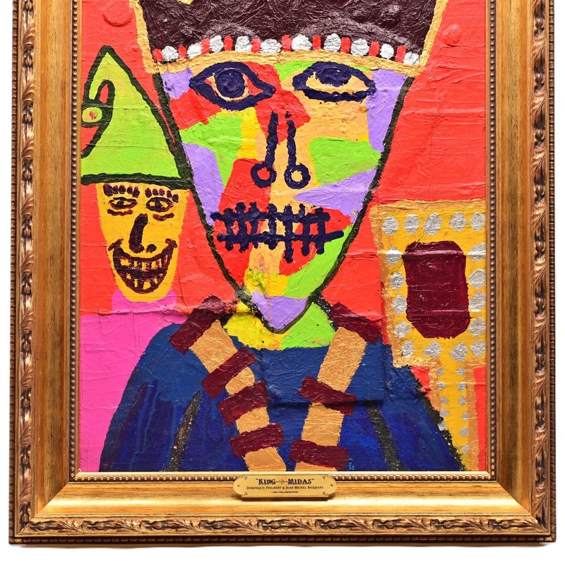 JEAN MICHEL BASQUIAT & ERO Original Vintage Signed 1986 King Midas Oil Painting gallery