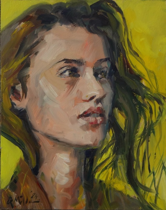 GERRY MILLER Oil Painting. Unique «Gold Dream» Oil Painting. 30×37.5cm