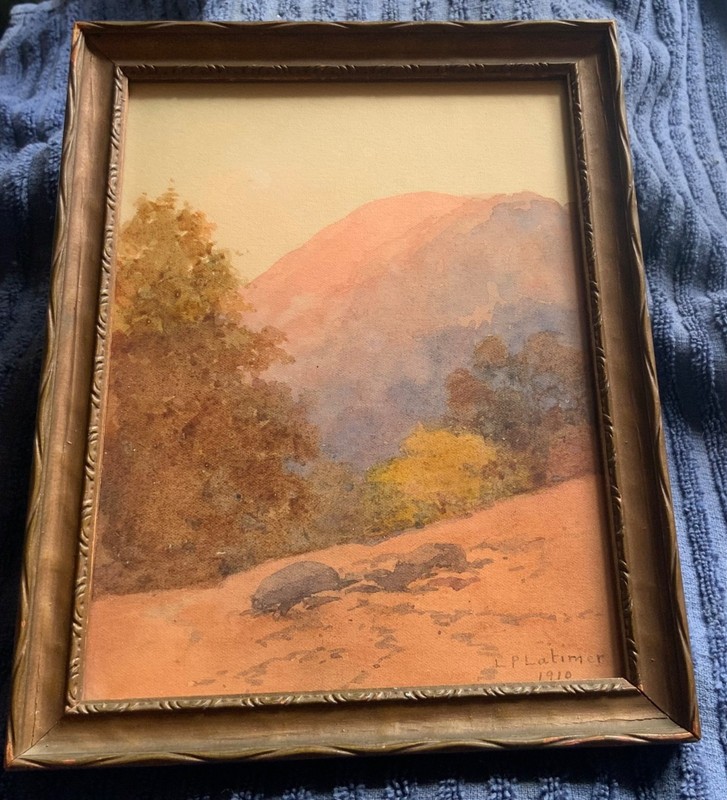 Orig c.1910 Lorenzo Latimer Watercolor Painting California Cazadero Landscape