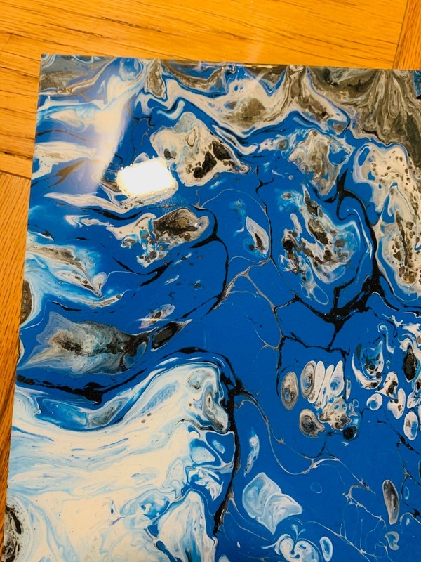 Abstract Blue Painting - Epoxy Finish - 11 x 14 Inches - Original gallery