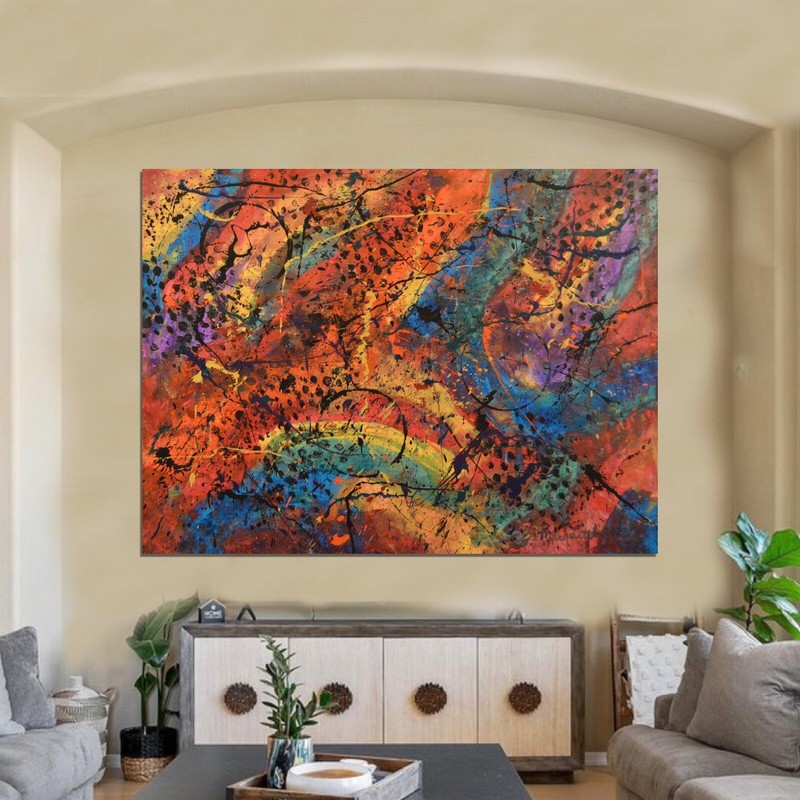 Jackson Pollock style￼ Profession￼al Painting 81” X 62”(6ft 9in)Abstract Modern gallery