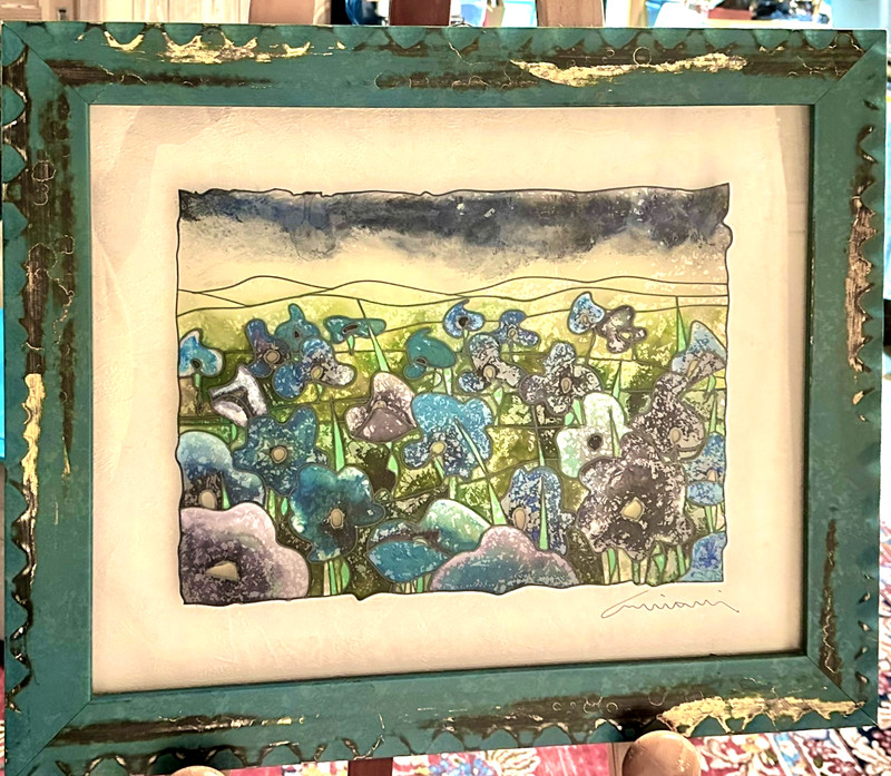 Framed 18×22″ Original Painting On Glass Signed Italian Artist Massimo Cruciani