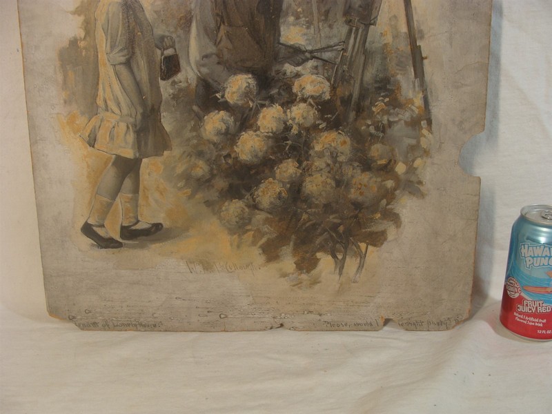 Antique 19C William A McCullough Painter Under Umbrella & Girl Painting gallery
