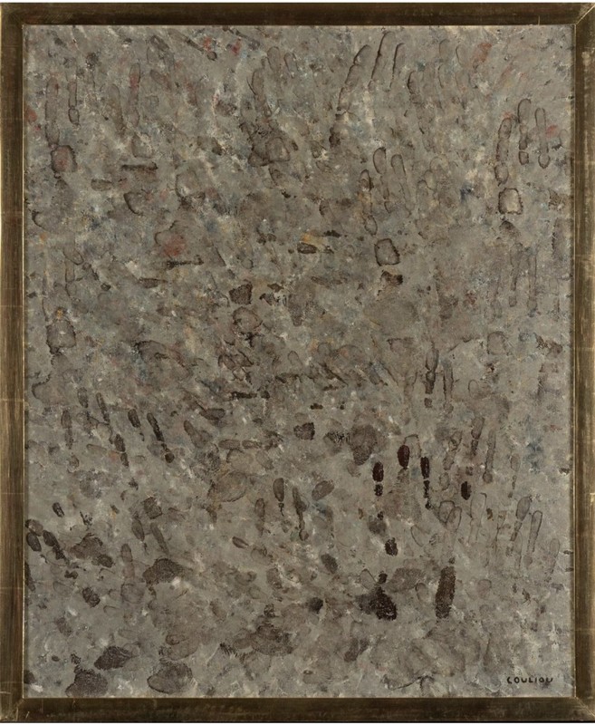 Jean-Yves Couliou (France, 1916-94) Abstract Expressionist Neutrals Oil Painting gallery