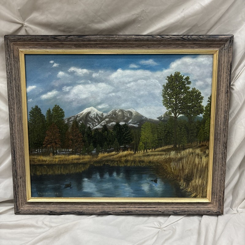Original Oil On Canvas “Outdoor Paradise”by G.A. GERSTMEIER Framed Signed 19×23”