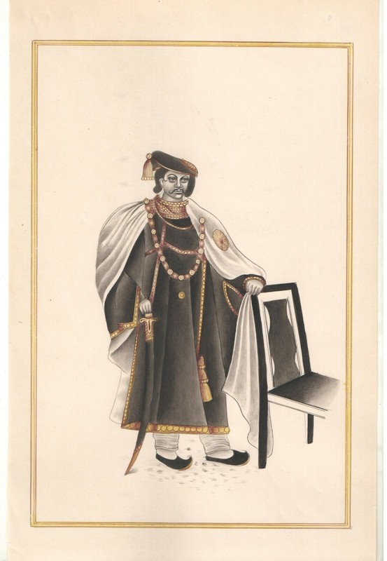 Fine Miniature Art Painting Of King Moghul Art Ethnic Watercolor Painting Decor