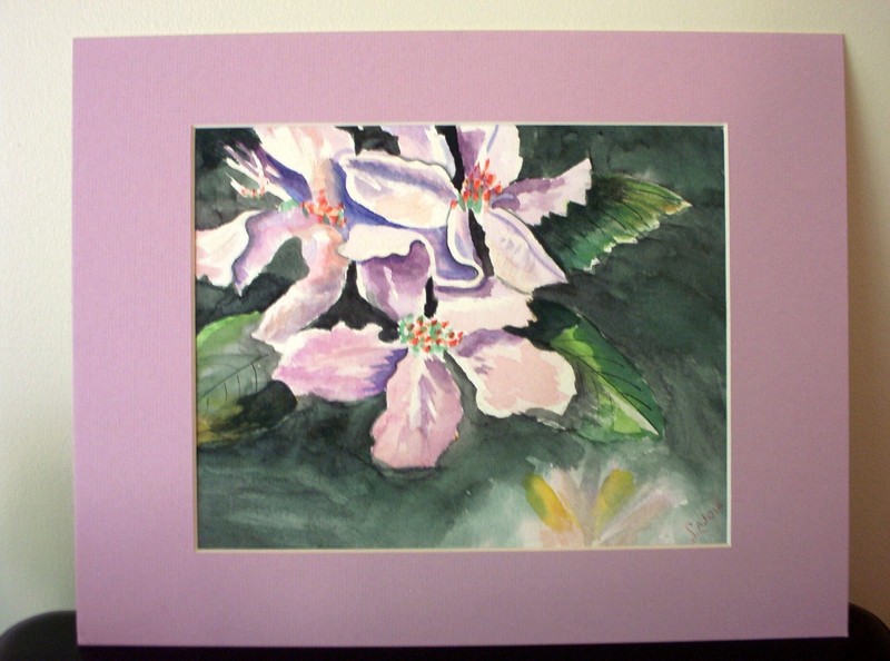 «Apple Blossom Time», Original Watercolor Painting (8 1/2×11) with 11×14 Mat