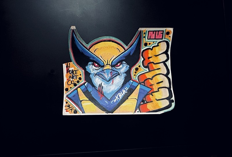 Wolverine Blue Jay 228 Label “KBLR” 1 Of 1 Graffiti Hand Painted Sticker.