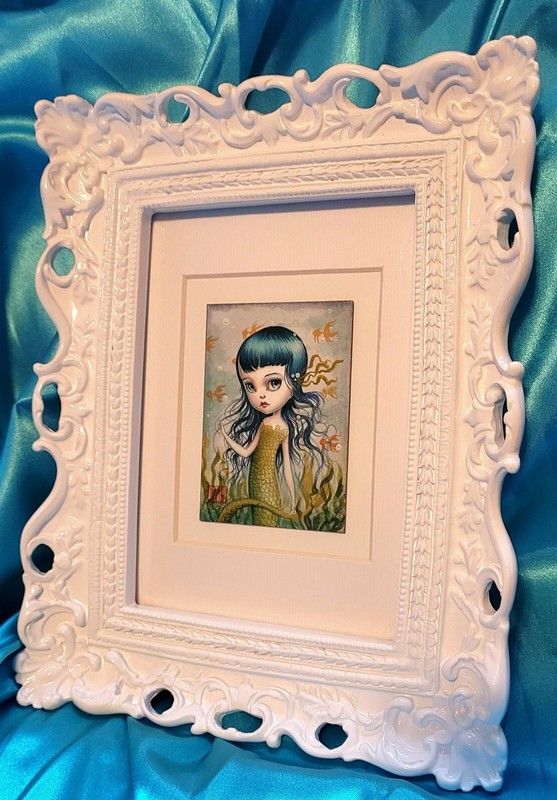 Mab Graves Custom ORIGINAL PAINTING The Little Mermaid FRAMED big eye art OOAK