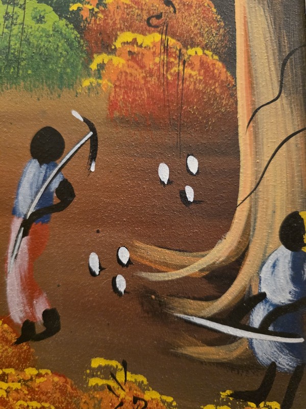 ORIGINAL HAITIAN PRIMITIVE ART Oil Painting on Canvas Signed By Artist gallery