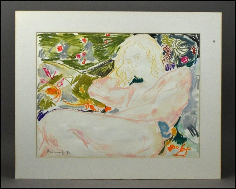 Alain Bonnefoit Attributed Signed Pastel Watercolor Female Figure Framed 1993