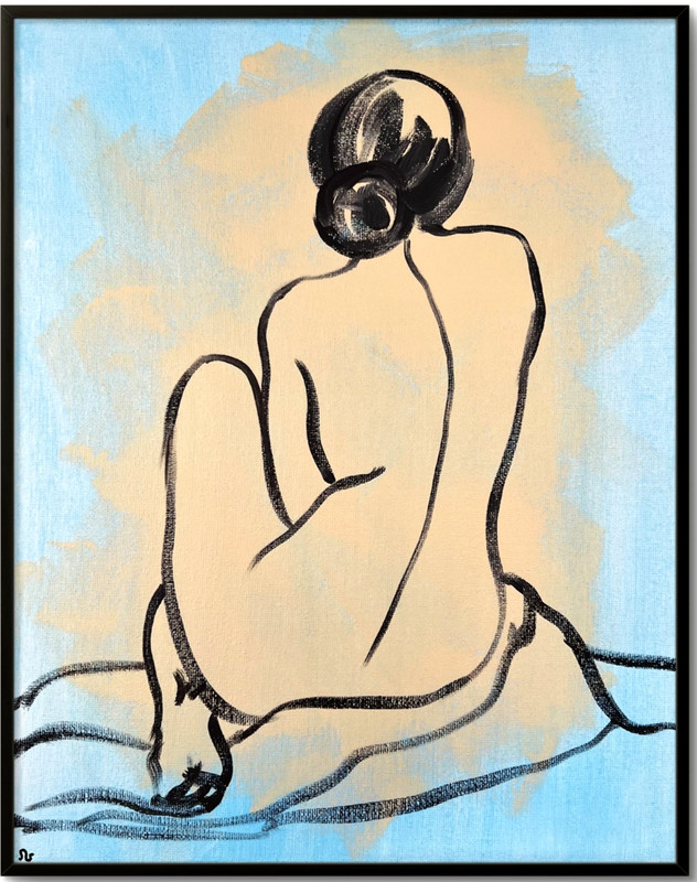Woman Figure Painting, Figure Drawing Line Art 11×14