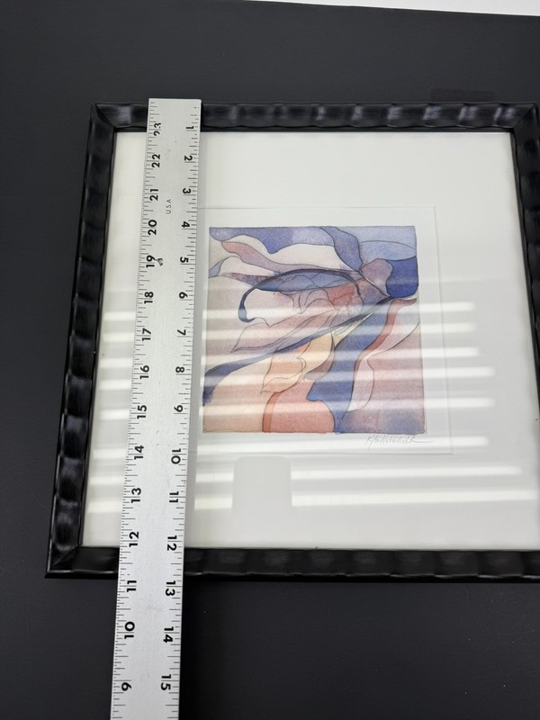 Watercolor Century Bloom• Flowers • Original Drypoint Monoprint • Framed 13 X 13 gallery