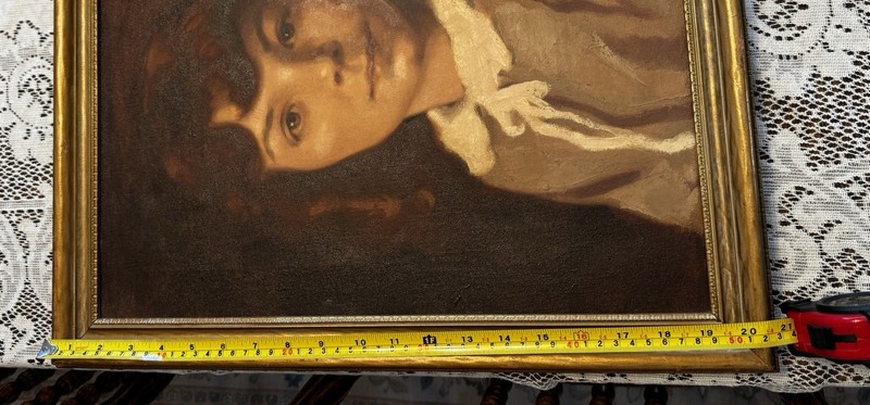 Framed Signed Portraiture Canvas Painting of Woman, Medium 20 in gallery