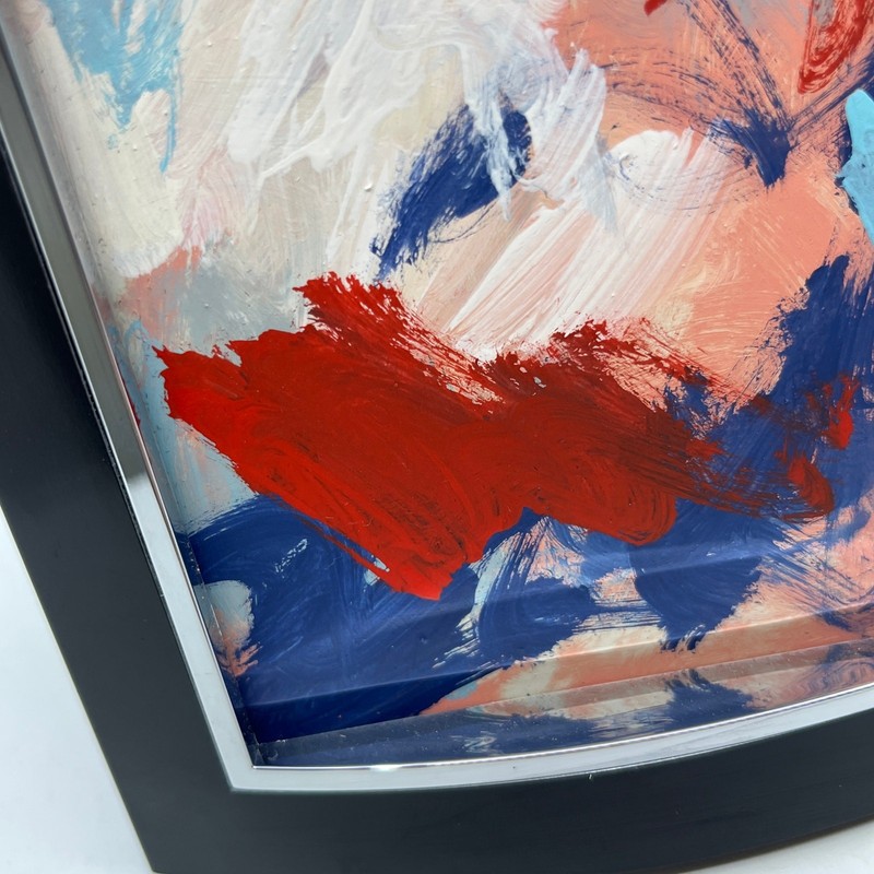 Framed Original Abstract Art Painting "80s Couch" Acrylic on Glass 5x7 TI5 gallery