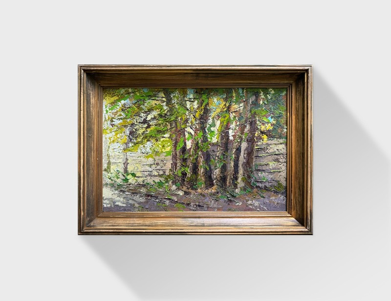 Oil painting Seven Ukrainian painter Fiberboard Framed original landscape decor