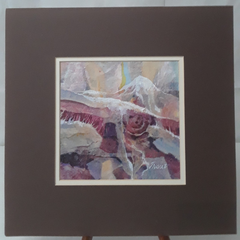 Gouache Multi Media Signed By Don Trout Artist 14 x 14 Matted «High Country»