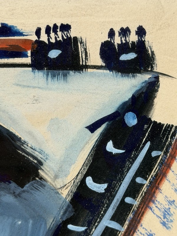 Woodstock New York Outsider Artist John G Ernst Signed Abstract Landscape W/C. gallery