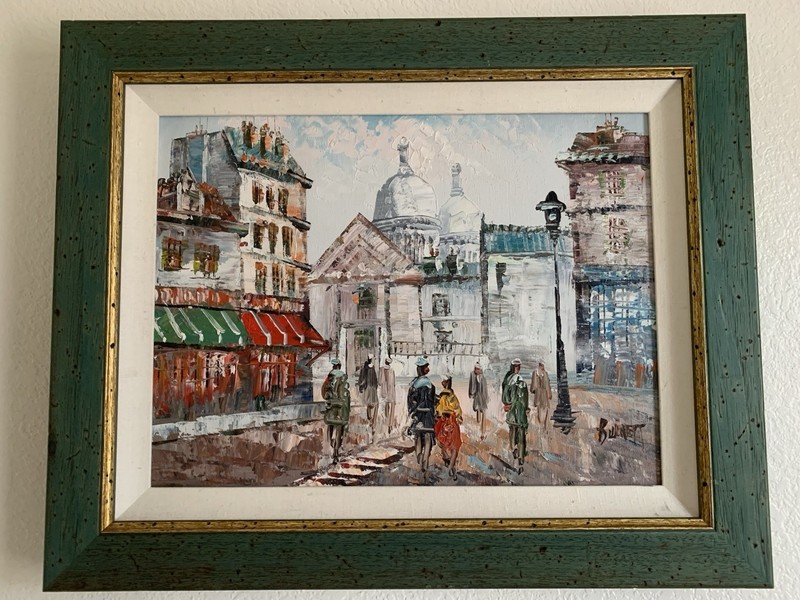 Vintage Parisian Street SceneBy Caroline C. Burnett Oil On Board 16″ By 12″