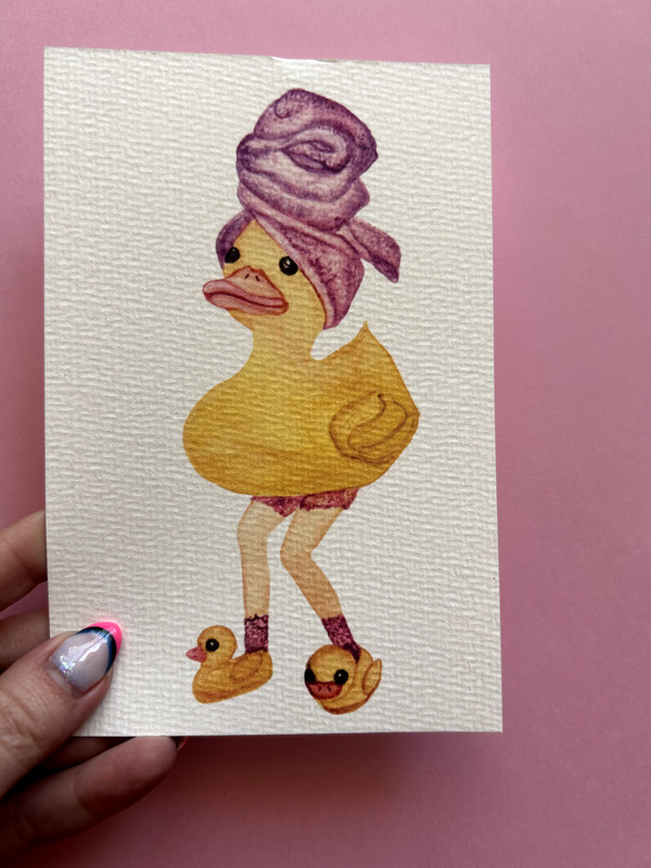 Tiny Art Print Sawyer Crane Leg Series Rubber Duck Bathroom Funny 4×6