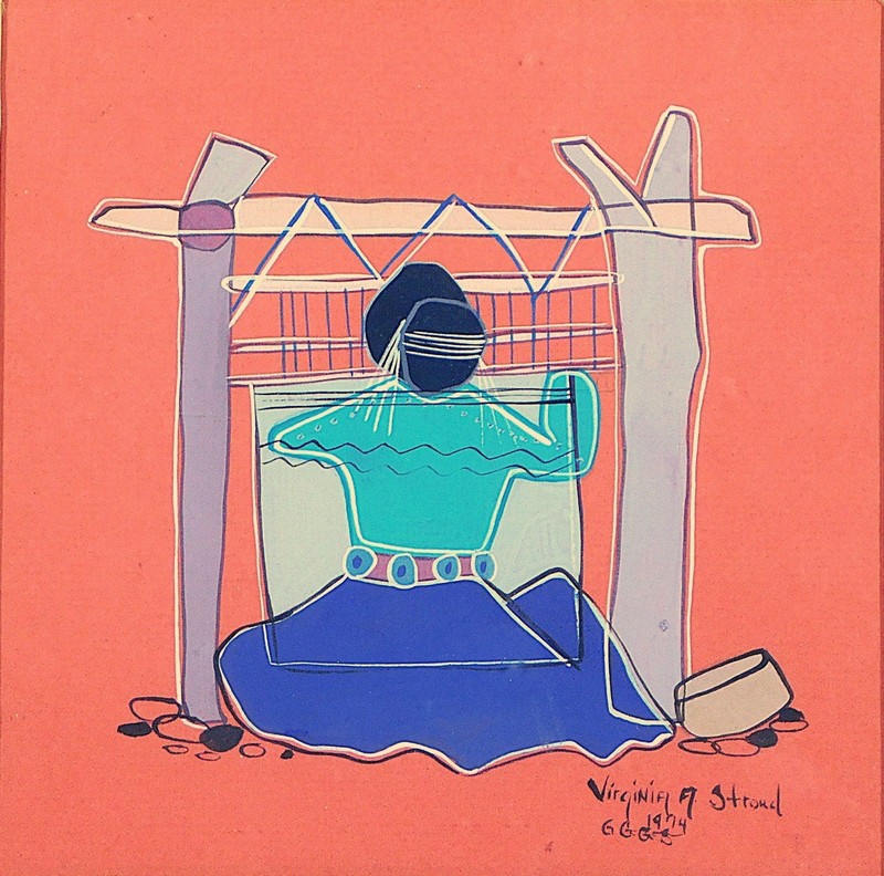 Virginia Stroud (American, 1951-2024), Woman Weaving, 1974, Gouache