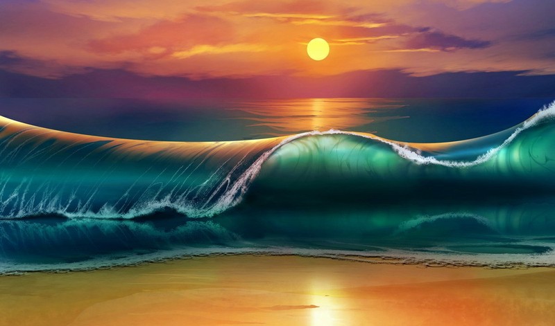 Ocean waves painting wall art Picture HD printed on canvas L298