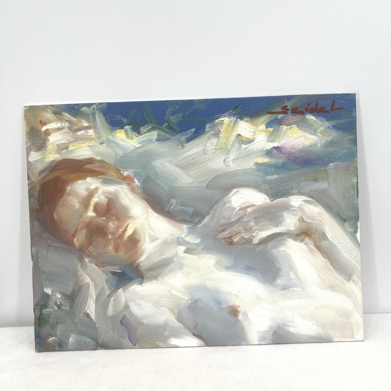 Original Artwork Study 9”x12” Oil On Canvas Panel Slumber By Tadeusz Seidel