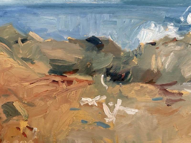 Nautical Seascape Impressionist Beach Oil Painting On Canvas Original 16”x20” gallery